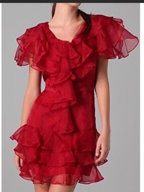 Rachel Zoe Red Ruffle Women's Party Dress size 0-2